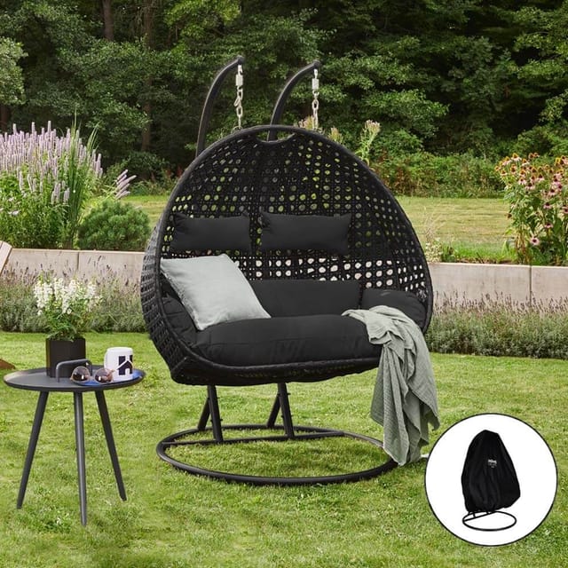 Home Deluxe Polyrattan Hängesessel TWIN schwarz - versch. Ausführungen