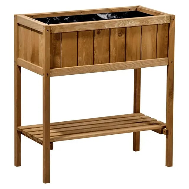 dobar Hochbeet mit Ablage, braun