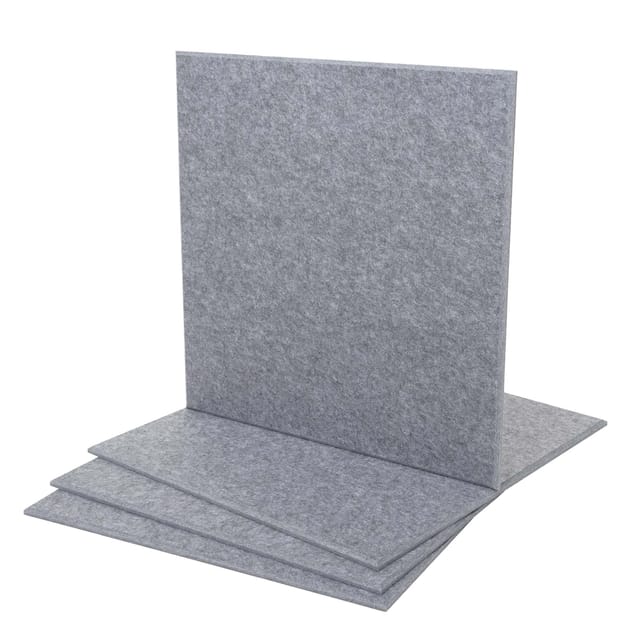 4er-Set Akustikwandpaneel MCW-L52, Wandpaneele Akustikplatten, schalldämmend 1qm Fläche 50x50cm ~ grau