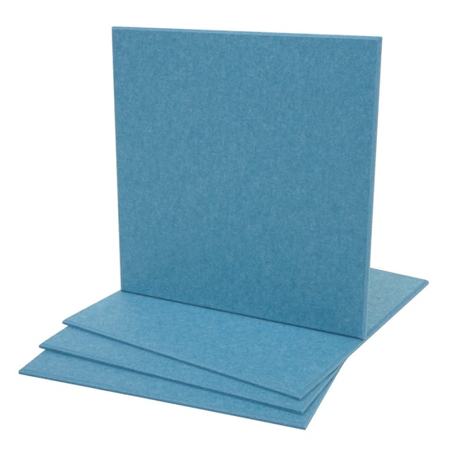4er-Set Akustikwandpaneel MCW-L52, Wandpaneele Akustikplatten, schalldämmend 1qm Fläche 50x50cm ~ blau