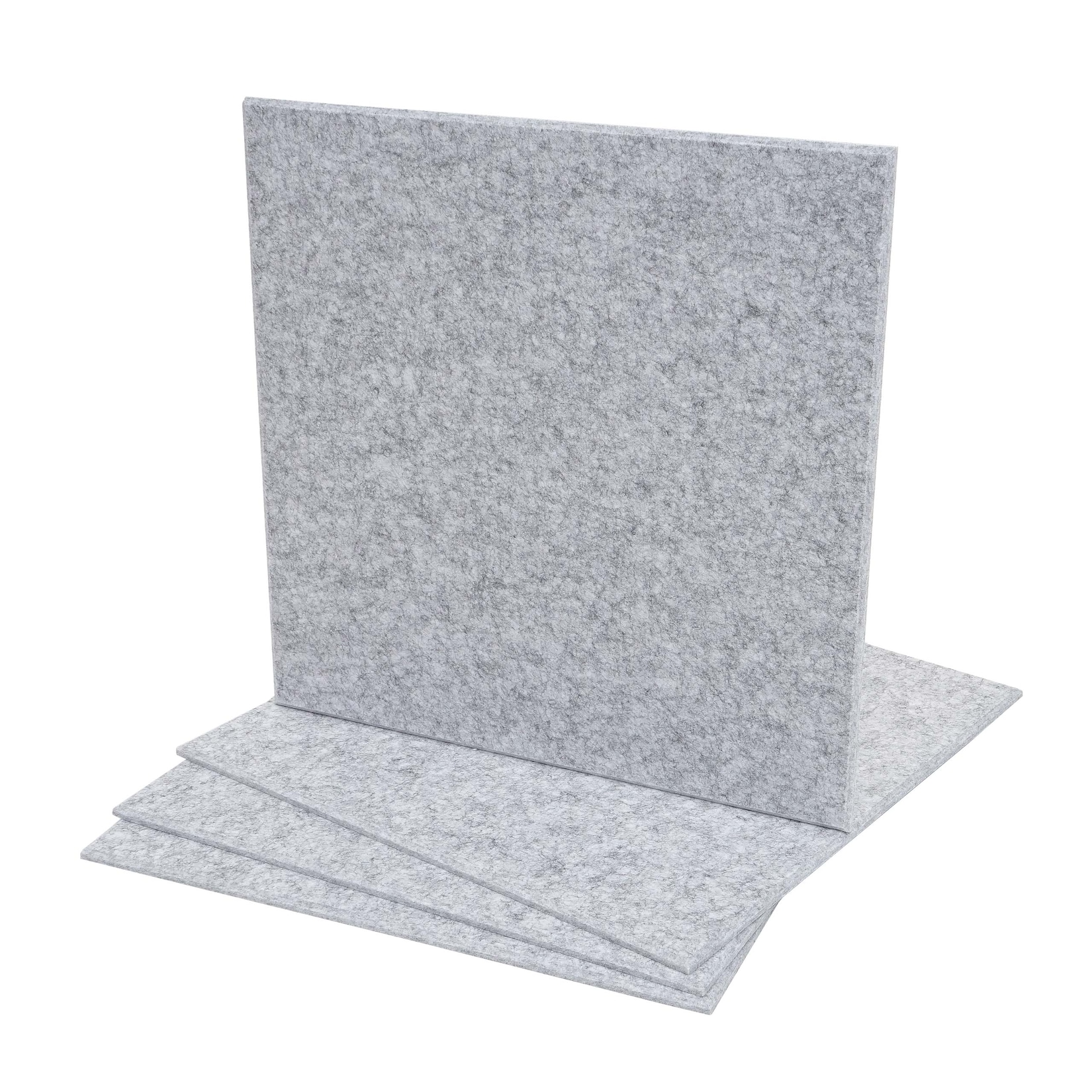 4er-Set Akustikwandpaneel MCW-L52, Wandpaneele Akustikplatten, schalldämmend 1qm Fläche 50x50cm ~ hellgrau
