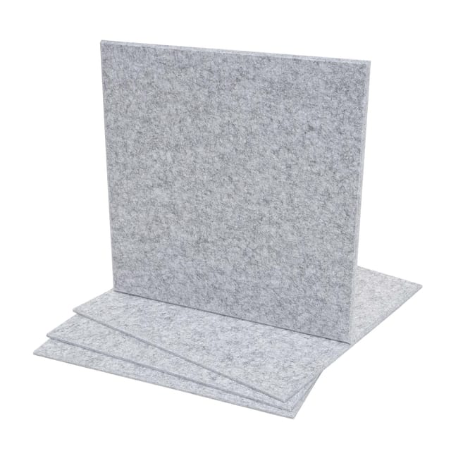 4er-Set Akustikwandpaneel MCW-L52, Wandpaneele Akustikplatten, schalldämmend 1qm Fläche 50x50cm ~ hellgrau