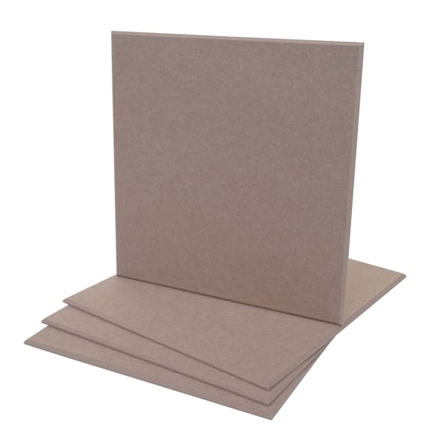 4er-Set Akustikwandpaneel MCW-L52, Wandpaneele Akustikplatten, schalldämmend 1qm Fläche 50x50cm ~ hellbraun