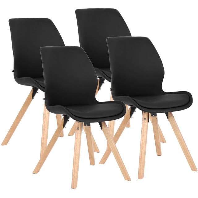 CLP Esszimmerstuhl 4er Set gepolstert Luna, moderner Polsterstuhl mit Rückenlehne, stabil bis 136 kg, Küchenstuhl für Esszimmer und Wohnzimmer