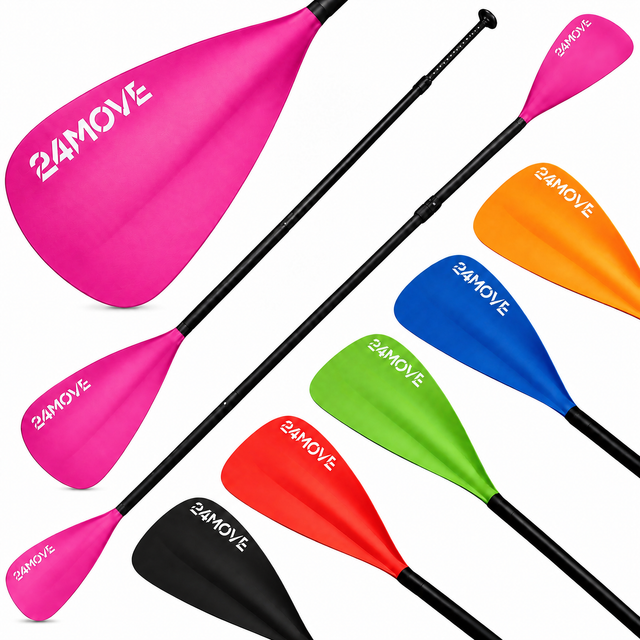 24MOVE® Paddel Doppelpaddel 2 in 1 Teleskoppaddel Stechpaddel für SUP Stand Up Board , Kajak, Leicht aus Aluminium 230cm, verstellbar