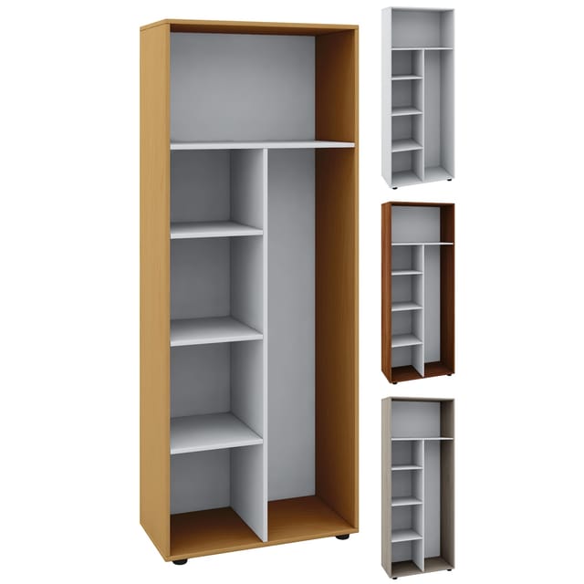VCM Holz-Besenregal 6 Fächer Maße: . 70 x H. 178 x T. 40 cm Putzschrank Regal ohne Türen - Vandol