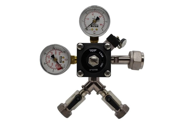 Druckminderer, Druckregler, Druckreduzierventil - CO2 für Bier Zapfanlage 3 bar, 2-leitig