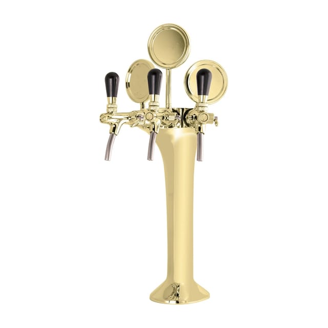 Schanksäule, Bierzapfsäule - Gold, 3-Leitig: Elegante & Hochwertige Zapfanlage für Bars & Restaurants (Paketpreis), "Topp-Qualität!