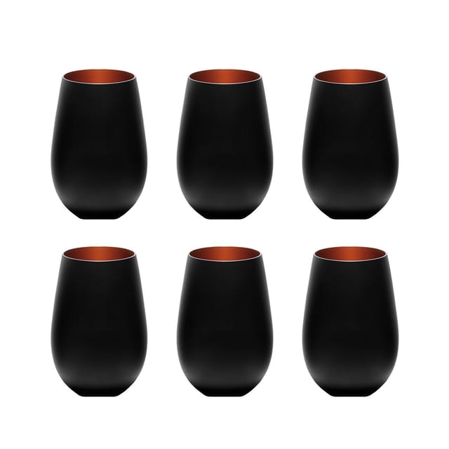 Farbige Trinkgläser ELEMENTS 6er-Set, zweifarbig Schwarz-Bronze, 456 ml