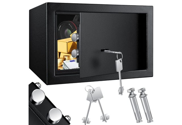 KESSER® Möbeltresor mit Doppelbartschloss, Safe Tresor Geldschrank Boden-Wandtresor Wandsafe 30x20x20cm ink. 2 x Schlüssel & Befestigungsschraube