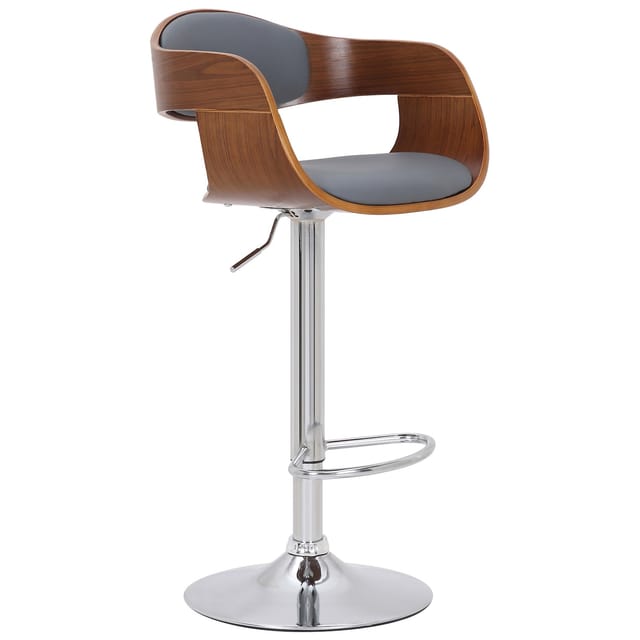 TPFLiving 2er Set Barhocker Kingsley Holz/Kunstleder Walnuss/Weiß
