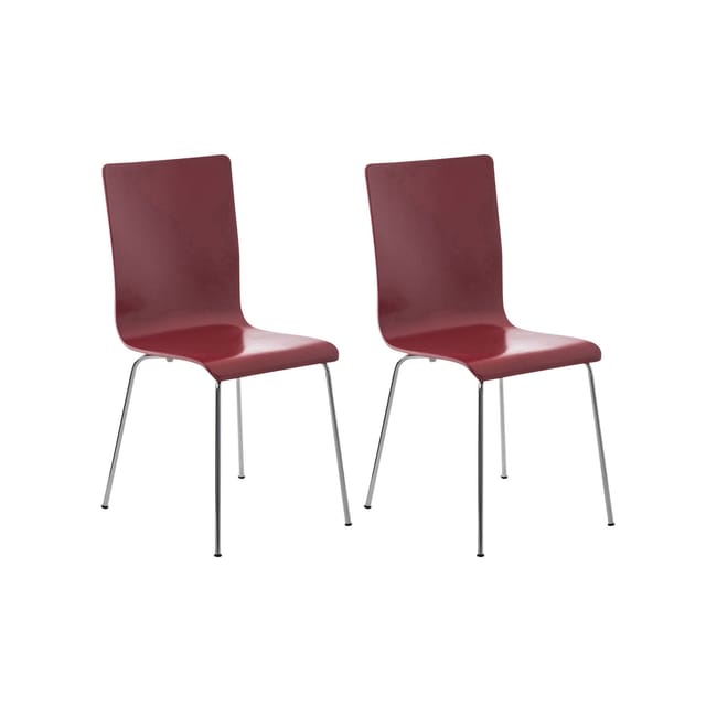 TPFLiving 2er Set Besucherstuhl Peppo mit Holzsitz und Gestell in Chromoptik Farbe: Eiche