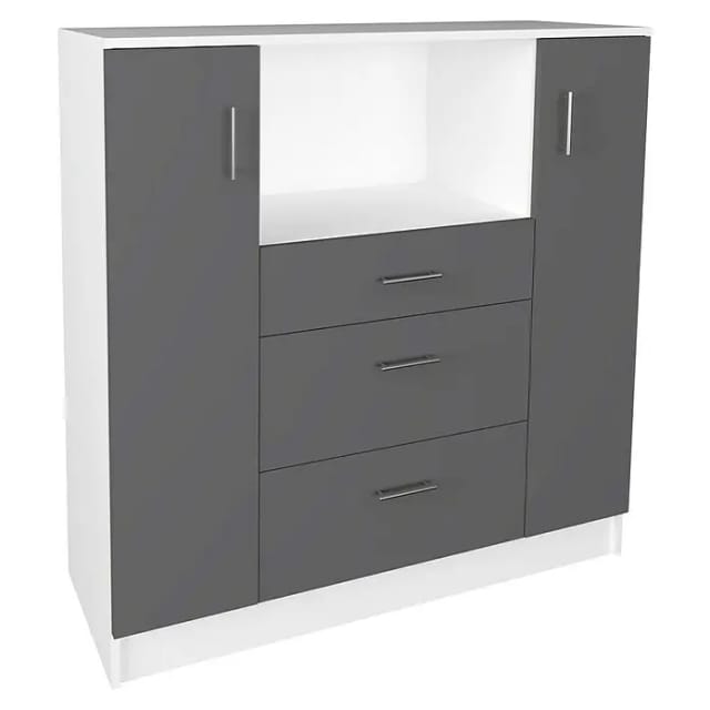 VCM Küchenschrank Maße ca. H. 110 x B. 109 x T. 40 cm Mikrowellenschrank mit drei Schubladen Unterschrank schlicht Küchenmöbel - Esilo