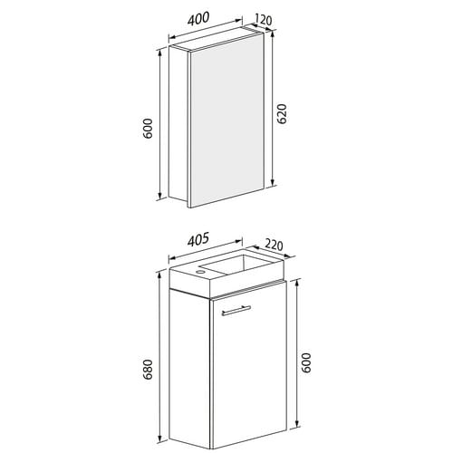 VCM 3-tlg Set Waschplatz für Gäste WC Gästebad Toilette Waschtisch mit Spiegelschrank Badmöbel Badezimmer Set – Slito SC-BL