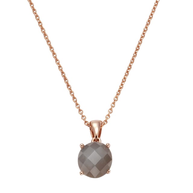 Jamelli Anhänger mit Kette 925 Silber rosé vergoldet Mondstein grau 10mm