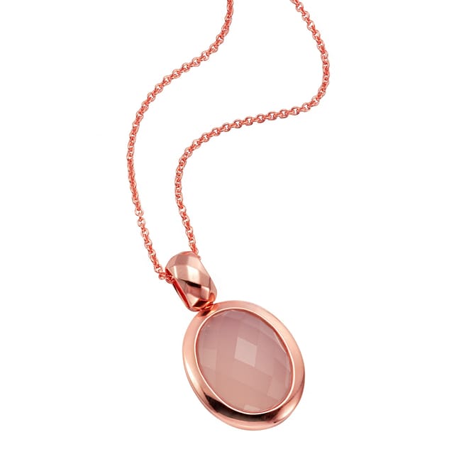 Jamelli Anhänger mit Kette 925 Silber rosé vergoldet mit Chalcedon