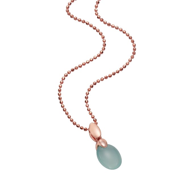 Jamelli Anhänger mit Kette 925 Silber rosé vergoldet Paraiba Chalcedon