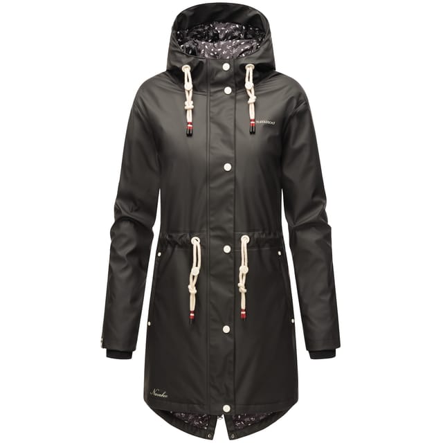NAVAHOO Damen modischer Regen Jacke Outdoor Regenmantel Regenparka Wasserdicht Flower of Ocean