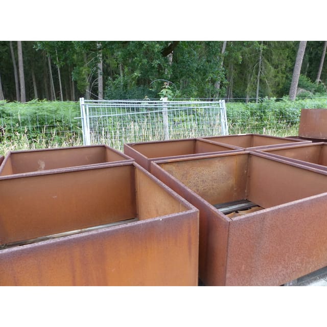 Cortenstahl Pflanzring quadratisch 90x90x60 Rostkübel Rost Stahl Kübel Blumenkübel XXL