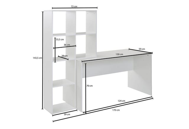 Schreibtisch FineBuy Bürotisch mit Regal 170 cm Weiß Computertisch Tisch Modern
