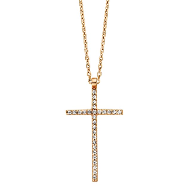 Julie Julsen Anhänger mit Kette 925/- Sterling Silber rotvergoldet mit Anhänger Kreuz