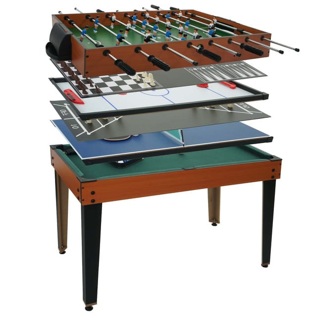 Tischkicker MCW-M33, Tischfußball Billard Hockey 7in1 Multiplayer Spieletisch, MDF 80x123x101cm