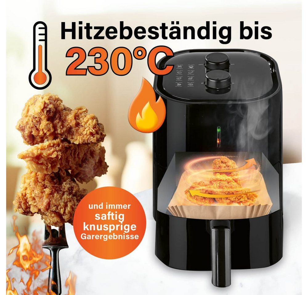 GOURMETmaxx Backpapier-Schalen für Heißluft-Fritteusen 100er-Set 20x20x4,5cm braun