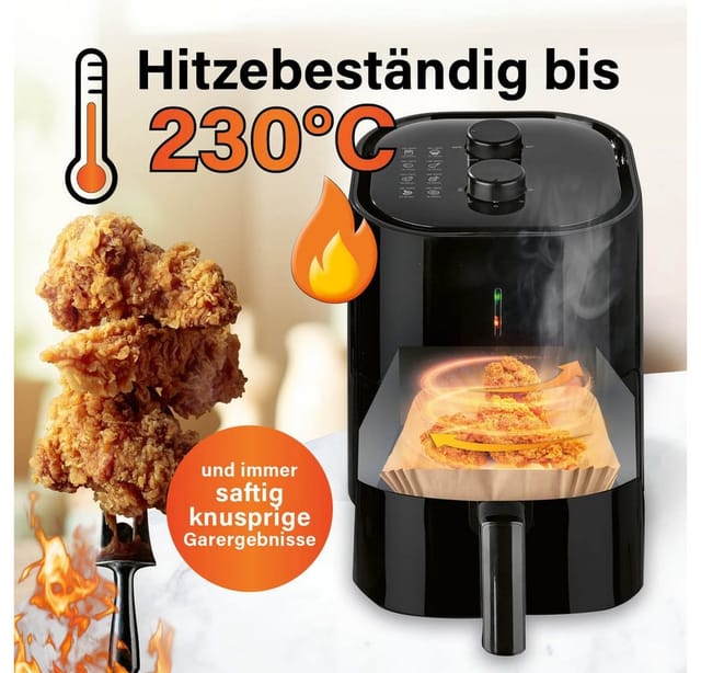 GOURMETmaxx Backpapier-Schalen für Heißluft-Fritteusen 100er-Set 20x20x4,5cm braun