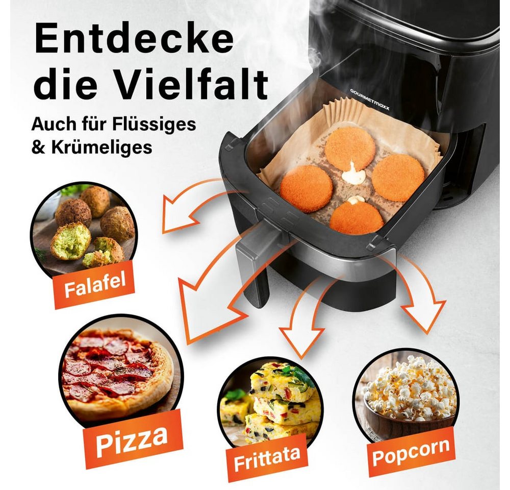 GOURMETmaxx Backpapier-Schalen für Heißluft-Fritteusen 100er-Set 20x20x4,5cm braun Bild 2