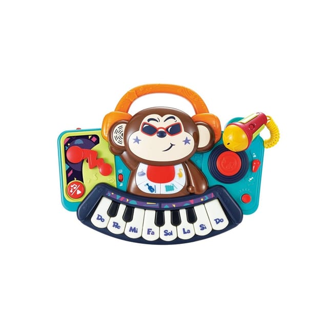 Moni Musikspielzeug Keyboard DJ Monkey 3137 Melodien, Tasten, Licht, Mikrofon bunt