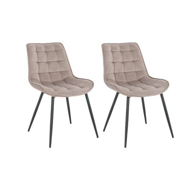 HOME DELUXE Polsterstuhl Esszimmer IKALO - 2er Set - Samt Hellbraun