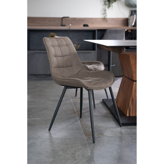HOME DELUXE Polsterstuhl Esszimmer IKALO - 6er Set - Grau-Braun