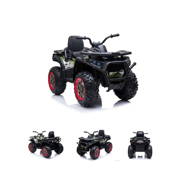 ES-Toys Elektro Kinderquad MP3, USB, Batterieanzeige, Stoßdämpfer, 2x12V Motoren dunkelgrün