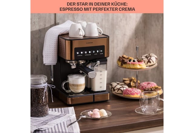 Arabica Comfort Siebträgermaschine 1350W 20 Bar 1,8l Touch-Bedienfeld
