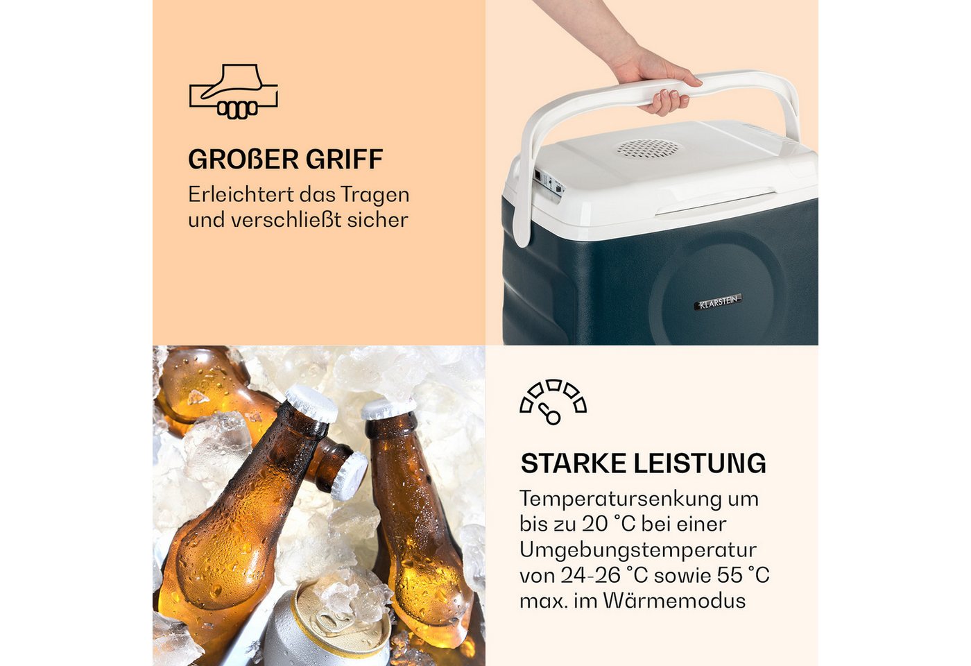 BeerBelly 21 Elektrische Kühlbox Kühl-& Warmhaltefunktion USB-Port ECO-Modus Blau Bild 2