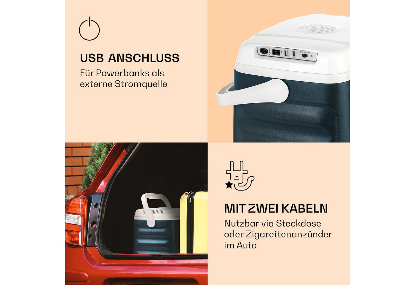 BeerBelly 21 Elektrische Kühlbox Kühl-& Warmhaltefunktion USB-Port ECO-Modus Blau Bild 4