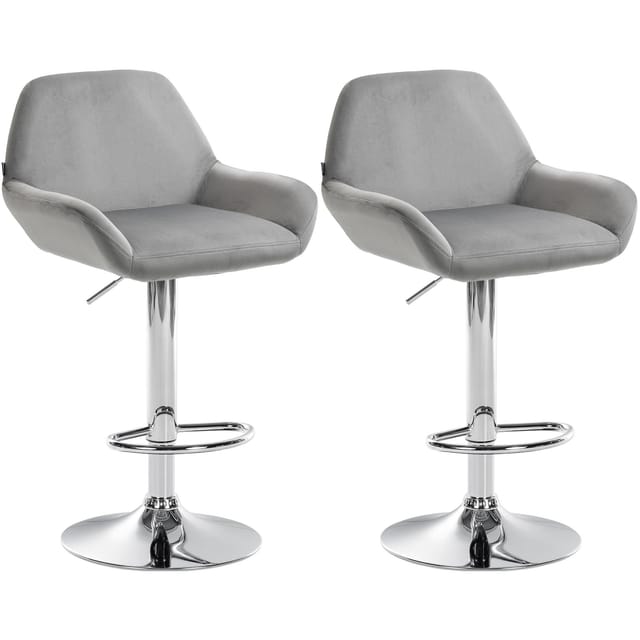 CLP 2er Set Barhocker Braga Samtbezug mit Metallgestell I Höhenverstellbar und drehbar I Moderner Barstuhl mit Fußstütze für Küche und Bar