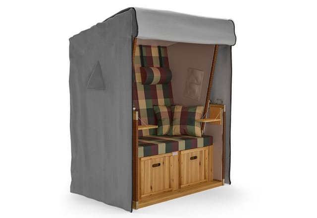 SANZARO Premium Strandkorb Abdeckung mit Ösen Strandkorbhülle Grau 135 x 100 x 160 cm (BxTxH)