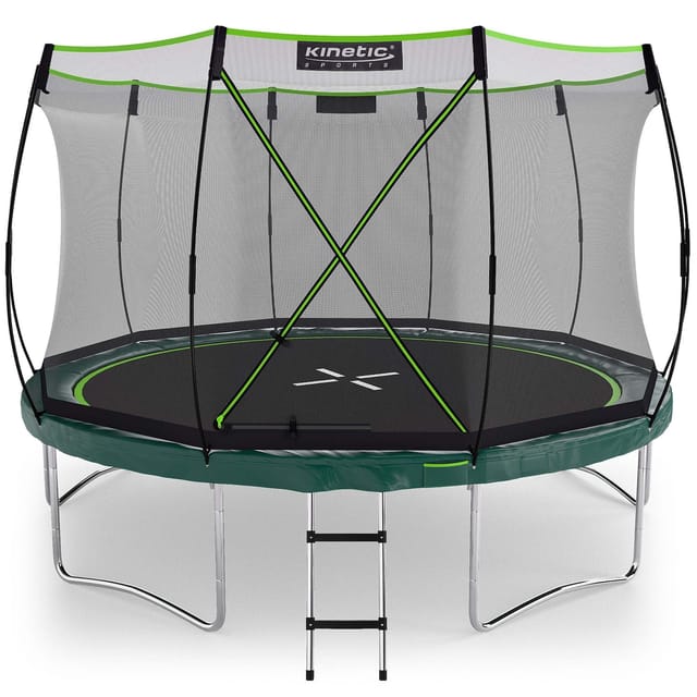 KINETIC SPORTS Trampolin Federlos-Design 'Bungee Safety Elite' - Outdoor Gartentrampolin für Kinder Dunkelgrün Ø 366 cm Ø 366 cm