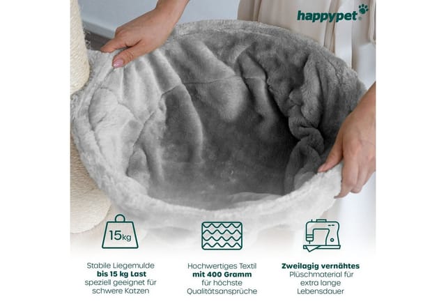 HAPPYPET Großer Kratzbaum Stabil 'Parker' 171 cm - XXL Katzenbaum Grau