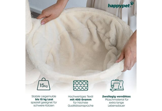 HAPPYPET Großer Kratzbaum Stabil 'Parker' 171 cm - XXL Katzenbaum Creme