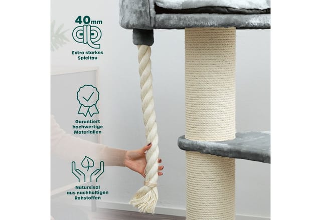 HAPPYPET Kratzbaum große Katzen 18 cm Stämme Katzenbaum 120 cm Grau