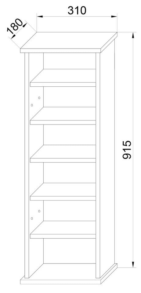 VCM Holz CD DVD Stand Regal platzsparender CD Schrank mit 1 ESG-Sicherheitsglastür für 150 CDs oder 65 DVDs Maße: H. 92 x B. 31 x T. 18 cm 5 variable Einlegböden – Tilano M