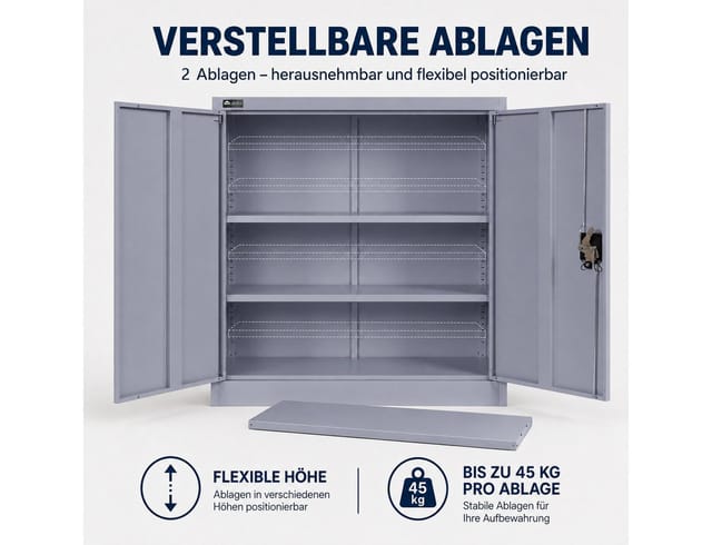 Makika Aktenschrank / Büroschrank abschließbar 40x90x90cm in Anthrazit