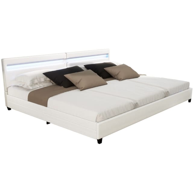 HOME DELUXE LED Familienbett Nube mit Schubladen 270x200cm - versch. Ausführungen - mit Matratze - Weiß