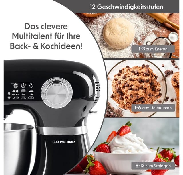 GOURMETmaxx Küchenmaschine 1000W schwarz
