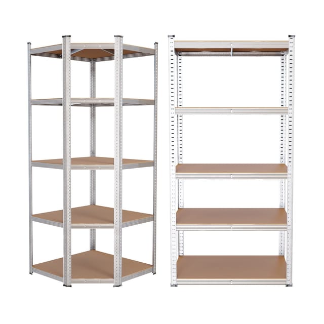 TroniTechnik® Schwerlastregal Lagerregal Kistenregal mit MDF Platten, verzinkt, 2er Set bestehend aus Eck und Seitenregal