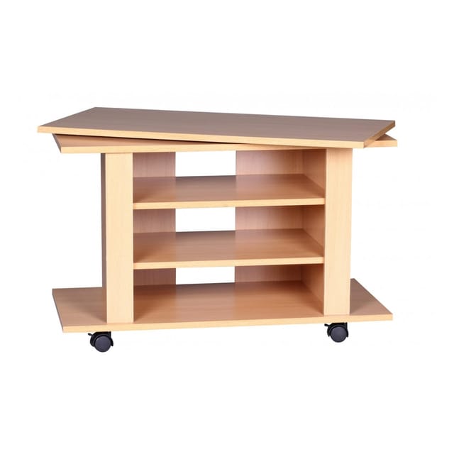 KADIMA DESIGN TV HiFi Bank in Buchenholz, modernes Design, drehbar und rollbar, mit 3 Ebenen, perfekt für Wohnbereiche