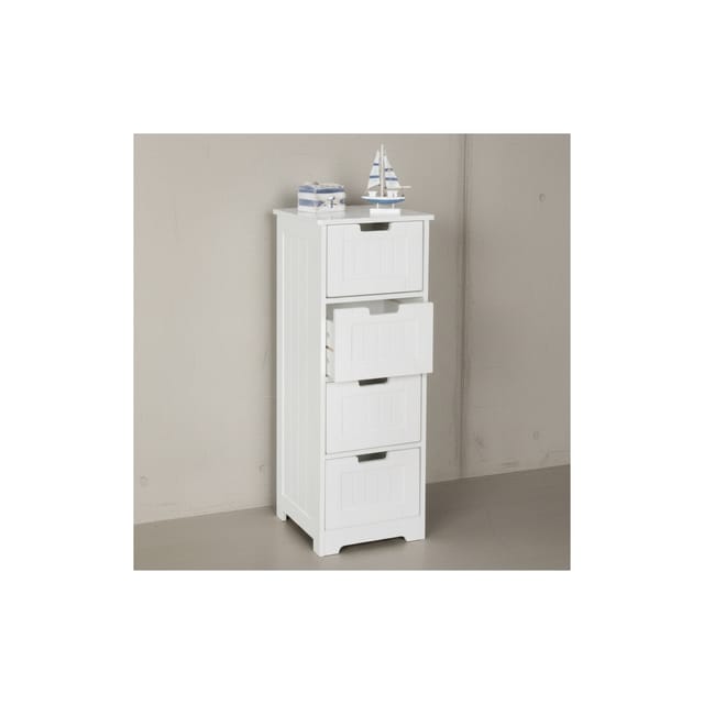 KADIMA DESIGN Landhausstil Badkommode in Weiß, 4 Schubladen, zusätzliche Ablagefläche, 30x83x30 cm