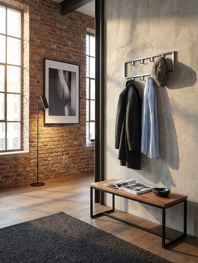 KADIMA DESIGN Wandgarderobe aus poliertem Stahl in Silber, Platzsparendes, stilvolles Wohnaccessoire